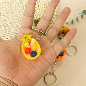 Customized Fake Fruit Sorbet Metal Key Chain Funny Keychains Gift 3D <b>Cute</b> Keychain Simulation Fruit Keyring - Product Image 3