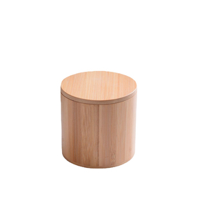 Tarro de almacenamiento de madera redondo minimalista moderno para desmaquillador de condimentos de té o almacenamiento de papel de seda bambú Natural - Product Image 5