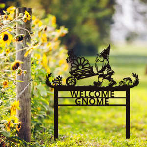 Christmas Metal Garden Gnomes <b>Decorative</b> Stakes Silhouette Outdoor Holiday Party Lawn Sign Customizable - Product Image 2