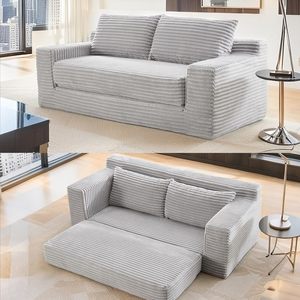 Komprimiertes Knochenloses Cloud Loveseat Sofa 2-in-1 Konvertierbares Stoff-Cord-Memory-Schaum-Sofa Ohne Montage für Kleine Räume - Product Image 4
