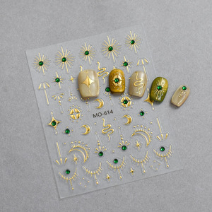 Hot Stamping Nail Stickers 3D Embossed Rhinestone Inlaid Silver Foil Self Adhesive Nail Art Decals DIY Salon Manicure - Product Image 3