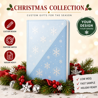 Carnet personnalisé de Noël bleu glace à diagonales flocon de neige, couverture rigide, papier A5, finition nacrée, 80 feuilles, cadeau d'entreprise WANGHAN ART-X083