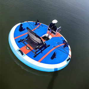 Bateau de pêche gonflable rond multifonctionnel avec siège et moteur, pliable et facile à transporter - Product Image 4