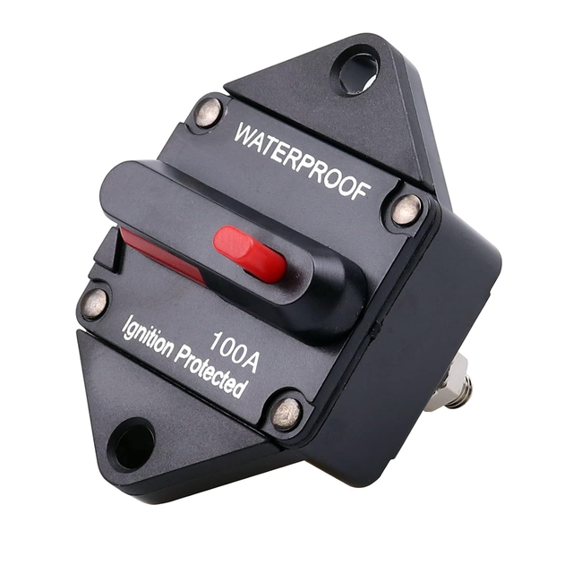 DC 12V Plastic 2-Pole Circuit Breaker 20A-200A Waterproof Manual Reset for Marine Boat Truck RV Automotive Audio