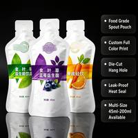 Klein formaat 45ml gestanste hangzakjes, voedselveilig, lekvrij, voor probiotische dranken, fruitsap supplementen, vloeibare navulzakjes, groothandel OEM