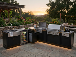 Cocina Exterior <span class=keywords><strong>de</strong></span> Lujo <span class=keywords><strong>en</strong></span> Forma <span class=keywords><strong>de</strong></span> L con Parrilla <span class=keywords><strong>de</strong></span> Gas, Horno para <span class=keywords><strong>Pizza</strong></span> y Parrilla Kamado - Product Image 3