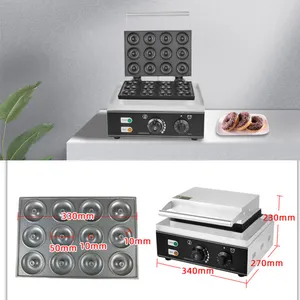 High Quality Multifunctional Commercial 12 Grid Doughnut Maker Double Sided Heating Breakfast Bread Maker Donut Machine