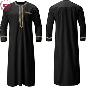 Robe <span class=keywords><strong>de</strong></span> <span class=keywords><strong>prière</strong></span> vintage modeste pour hommes pour l'Aïd Al-Fitr <span class=keywords><strong>tenue</strong></span> islamique douce avec broderie dorée disponible en 4XL robe d'été d'hiver - Product Image 4