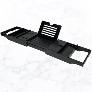 Bathtub Rack Bathroom Storage Telescopic Non Slip Phone <b>Tablet</b> <b>Holder</b> Linear Minimalist Design Freestanding 17 20.9in - Product Image 1