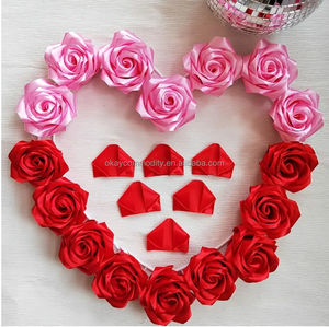 Pétalos de Rosa Pre-fabricados Rojos OKAY, <span class=keywords><strong>Cinta</strong></span> de <span class=keywords><strong>Raso</strong></span> para Rosas Eternas, Flores Hechas a Mano para el Día de San Valentín - Product Image 1