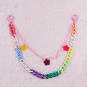 Cadena de cintura de resina con flores de colores dulces para mujer, estilo urbano, cadena para pantalones de hip hop, colgante, cadena corporal de moda para uso diario. - Product Image 3
