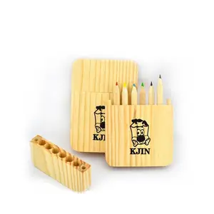 उच्च गुणवत्ता के नए रंगीन जादू Bendy दांत 3.5 इंच आधा आकार मिनी प्रचारक रंग पेंसिल के साथ लकड़ी के बक्से में सेट एक चोखा