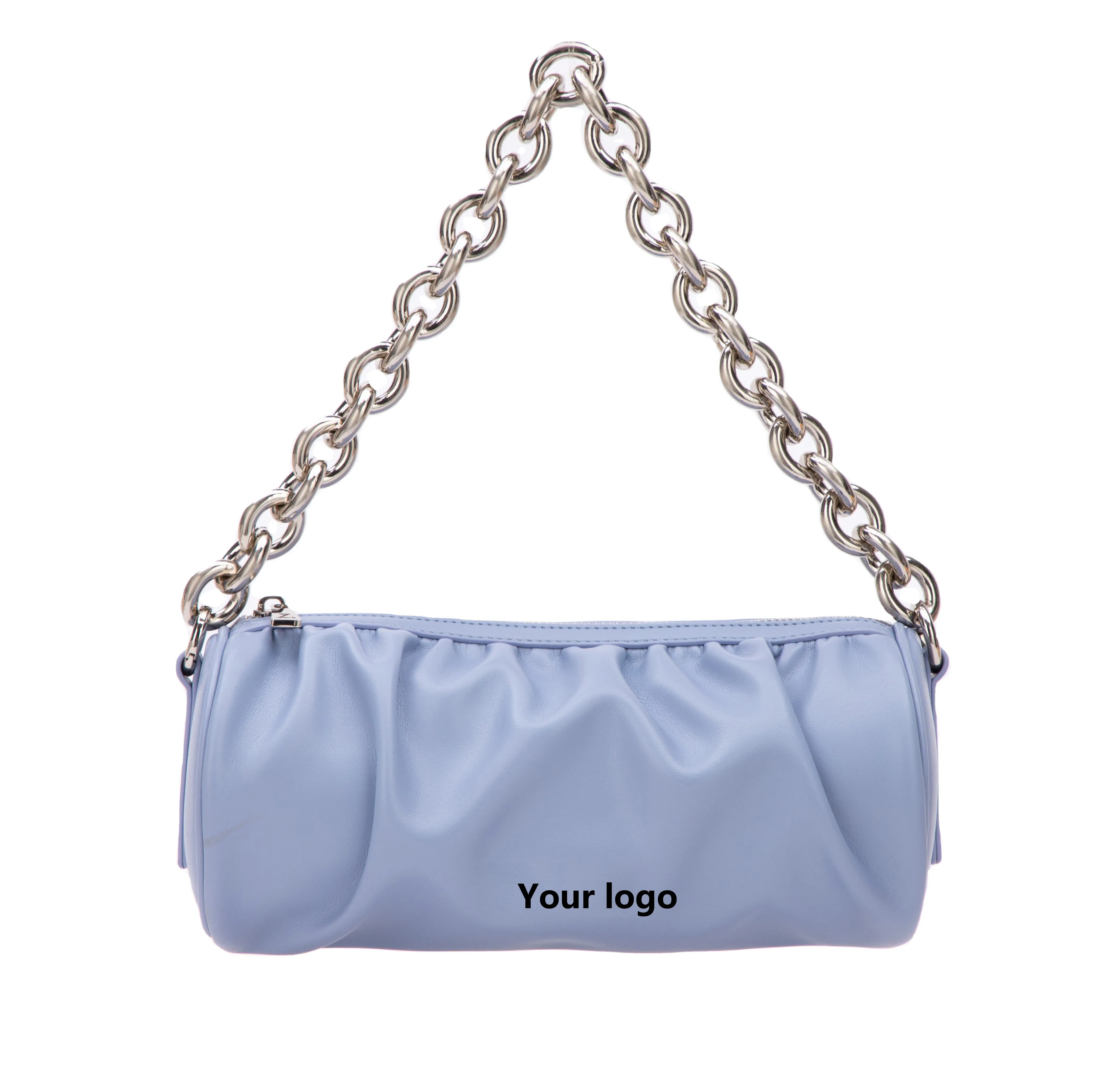 Hot Selling Fashion Luxury Leather Lady Handbags Light Purple Solid Color Women Mini Simple Handbag