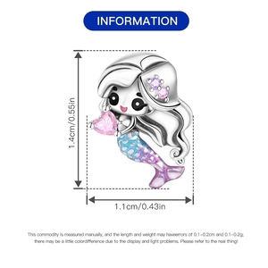 MULA, colgantes y dijes finos para mujer, joyería con cuentas de sirena pequeña de plata con circón para regalos de fiesta - Product Image 2