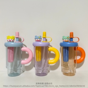 Vaso de Plástico con Pajita de Dibujos Animados, Superventas, Libre de BPA, Antiderrames, Apto para Lavavajillas, Mismo Estilo que el de los Amigos, con Compartimento para Té - Product Image 1