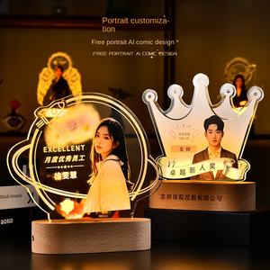 [DIY] Trofeo de Acrílico Luminoso Creativo, Personalizado con Técnica UV, Figura de Luz Nocturna para Personal Destacado, Aniversario, Banco - Product Image 2