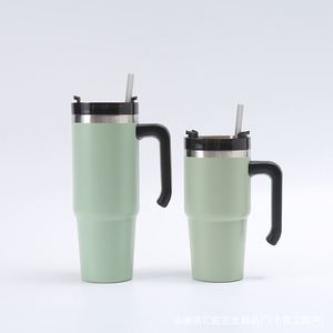 Gobelet de voyage isotherme à double paroi avec poignée, 20oz 30oz, avec couvercle et paille, base antidérapante, pour les trajets quotidiens - Product Image 5