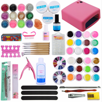 Kit de démarrage pour nail art avec gel de construction, lampe UV et vernis à ongles en gel, kit d'outils de manucure