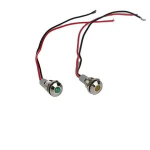 Husa lâmpada led para piloto de metal, 10mm, bi-colorida, tripla, de metal, à prova d' água ip67, com fio de 15cm