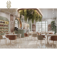 Service de conception de pâtisserie écologique entièrement personnalisé style brutaliste, vitrine à gâteaux moderne pour boulangerie, décoration intérieure, poudre
