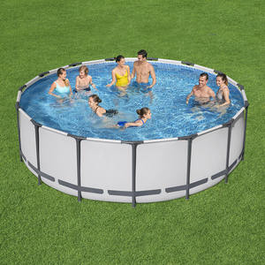 <span class=keywords><strong>Kit</strong></span> de Piscina redonda de PVC de gran capacidad sobre el suelo con cubierta de escaleras y marco para niños para uso familiar en el jardín trasero - Product Image 2