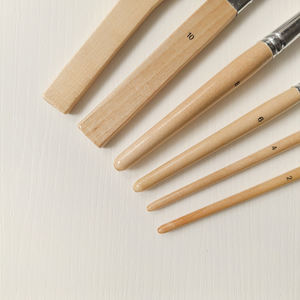 Ensemble de pinceaux de dessin d'artiste en <span class=keywords><strong>bois</strong></span> professionnel 6 pièces pinceaux d'aquarelle en Nylon blanc à bâton court pour la peinture à l'aquarelle - Product Image 5