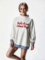 Sweat-shirt à col montant pour femme, coupe ample, longueur allongée, avec logo brodé personnalisé, vêtements de mode pour femmes