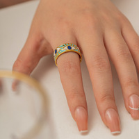 MW Damen 18 Karat vergoldeter Edelstahl Modischer minimalisti scher Schmuck-Französischer Retro Eye Design Mysteriöser nicht trüber Ring