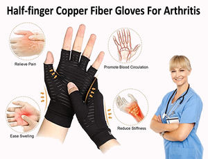 Sarung tangan terapi rematik Pria & Wanita, olahraga tanpa jari pereda nyeri kompresi infusi tembaga sarung tangan untuk artritis - Product Image 6