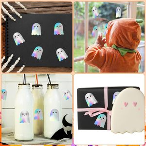 Etiqueta Metálica Holográfica Láser con Diseño de Fantasma Alienígena para Halloween, Ideal para Festivales, Fiestas, Promociones, Supermercados, Reutilizable e Impermeable - Product Image 2
