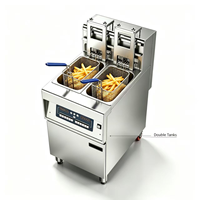 Friteuse électrique professionnelle robuste avec levage automatique du panier et roulettes mobiles, qualité alimentaire pour cuisines d'hôtels 5 étoiles