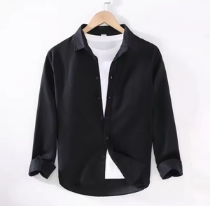 Herren Regular Fit Langarm Baumwollhemd Weiß Business Casual Smart Casual Einfarbig Digital Bedruckt 200g Umweltfreundlich - Product Image 2