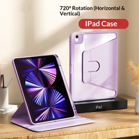 Étui de protection pour tablette iPad Pro 11 pouces, modèle 2025, pliable en trois, rotatif à 720°, avec emplacement pour stylet, compatible avec les coques Air8/A7