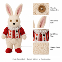 Peluche personnalisée Lapin Blanc, Figurine en Peluche Douce avec Yeux à Boutons et Gilet, OEM ODM, pour Enfants