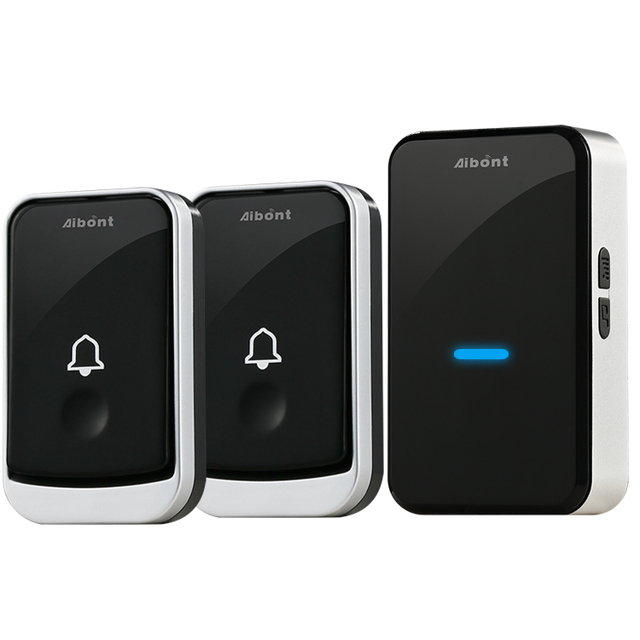 2 X Transmitter + 1 X Receiver Black + Sliver Smart Home Waterproof Long Range Wireless Doorbell