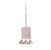 Juguete para Pájaros de Acero Inoxidable, Placa Rectangular con Cadena y Campana para Pájaros de Interior, Diseño Simple y Duradero, Ecológico, Certificado BSCI, Personalizable