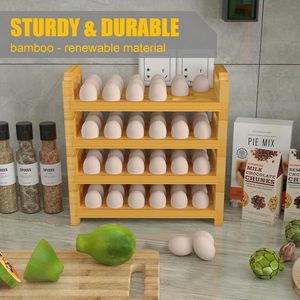 Présentoir empilable <span class=keywords><strong>en</strong></span> <span class=keywords><strong>bambou</strong></span> sur mesure pour comptoir, design moderne, pour œufs frais, organisateur de comptoir de cuisine, conteneur de rangement <span class=keywords><strong>en</strong></span> bois pour œufs - Product Image 2