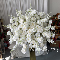 Susunan Bunga Dekoratif Bola Besar Diameter 90cm Warna Ivory Desain Baru IFG