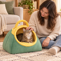 Zheng Xin Mql Jh-45 Lit pour chat en polaire corail, mignon, chaud et confortable pour l'hiver, semi-fermé, épaissi, type grotte, ne nécessite pas d'assemblage