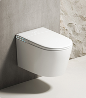 WC intelligent suspendu mural allongé avec télécommande, siège chauffant, réservoir intégré, siphon en S, double chasse d'eau, réservoir encastré pour