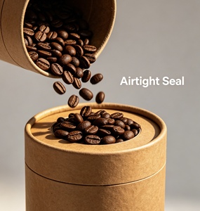 Tube en papier kraft avec valve, emballage cylindrique compatible pour grains de café, parfum personnalisé. - Product Image 6