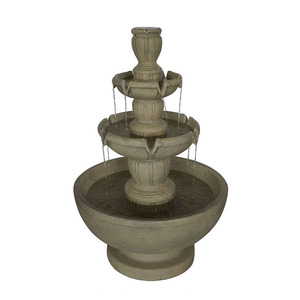 Fontaine d'extérieur à 3 niveaux en résine durable, finition <span class=keywords><strong>pierre</strong></span> antique, cascade de style Art Déco, à poser au sol pour jardin - Product Image 2