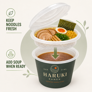 Caja de Sopa de Fideos de Papel Kraft Biodegradable, a Prueba de Fugas, con Bandeja Separadora, Tazón para Llevar para <span class=keywords><strong>Soba</strong></span>, Udon, Pho - Product Image 3