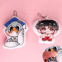 Porte-clés en peluche personnalisé avec photo, breloque de sac, mini-poupée douce qui couine, accessoire de sac à dos, article de support pour fans, cadeau unique