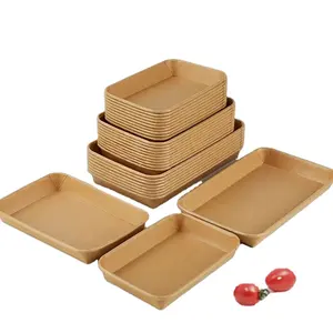 Novos produtos placa de papel descartável para sushi ou salada ou fruta embalagem eco amigável retangular papel comida bandeja