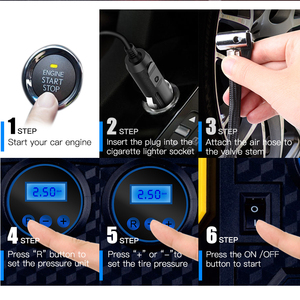 Nâng cấp phiên bản có dây kỹ thuật số 12V DC di động xe máy bơm không khí máy nén lốp inflators xe đạp xe máy lốp Inflator Tự động dừng - Product Image 5