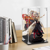 Vente en gros de vitrine en acrylique transparente pour figurines d'action, jouets, porte à ouverture magnétique avec dos miroir, étui de protection