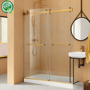 Fournisseur direct B2B, porte coulissante double, verre SGCC 10 mm, finition noir mat - Product Image 1