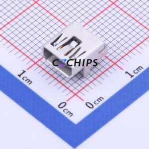 565790519 USB Connector Bent Lead Through Hole Connector Mini-AB USB 2.0 Female Right Angle Insert - Product Image 1