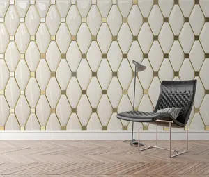 ヨーロッパのシンプルなデザインの壁の壁画ステッカー高級ゴールドクリスタル菱形ステッチリビングルーム3D壁紙